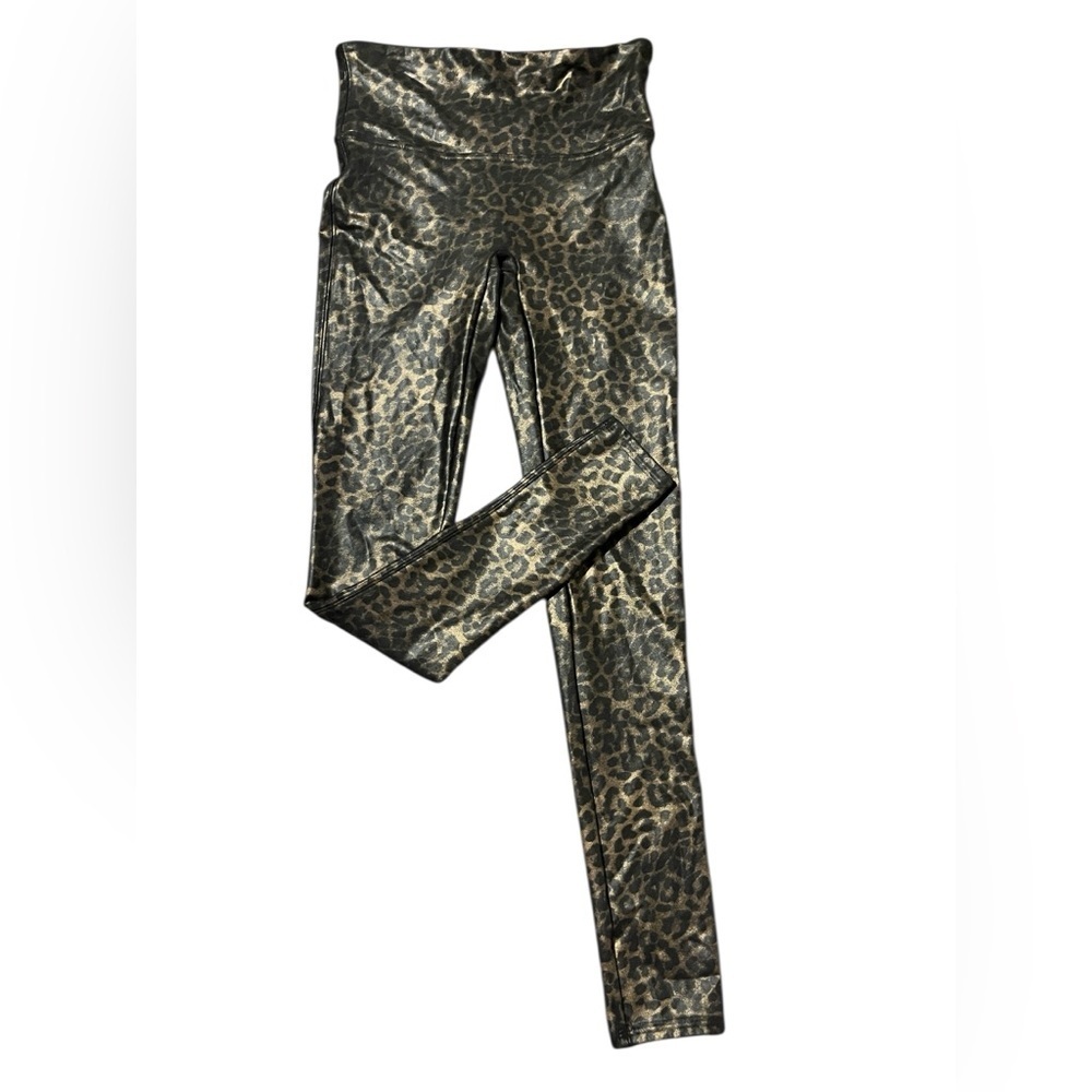 SPANX Leopard Print Faux Leather Leggings Sz S - Picture 3 of 7